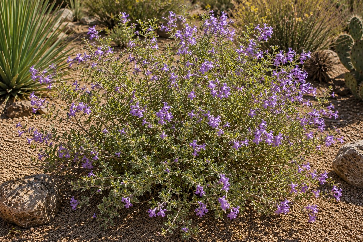 Chihuahuan sage (Leucophyllum laevigatum) growing in Tucson
